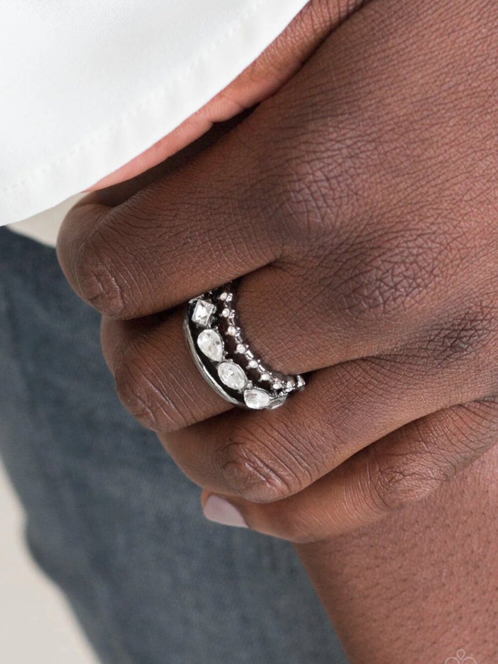 Paparazzi Jewelry Accessories - Backstage Sparkle - Black Ring - Vintage